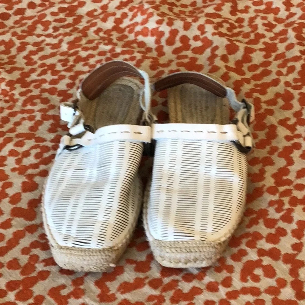Hand made white leather espadrille shoeSize 37